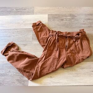 Windsor Brown Cotton Paper Bag Pants - Size Medium